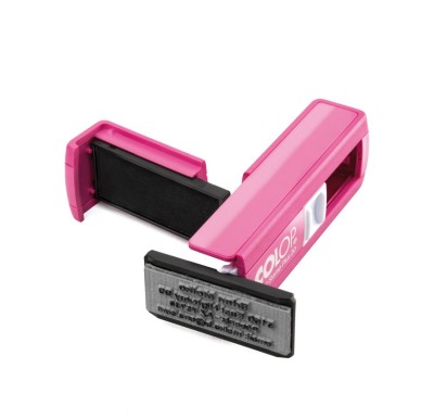 Colop Pocketstempel 20 met trendy pink montuur open