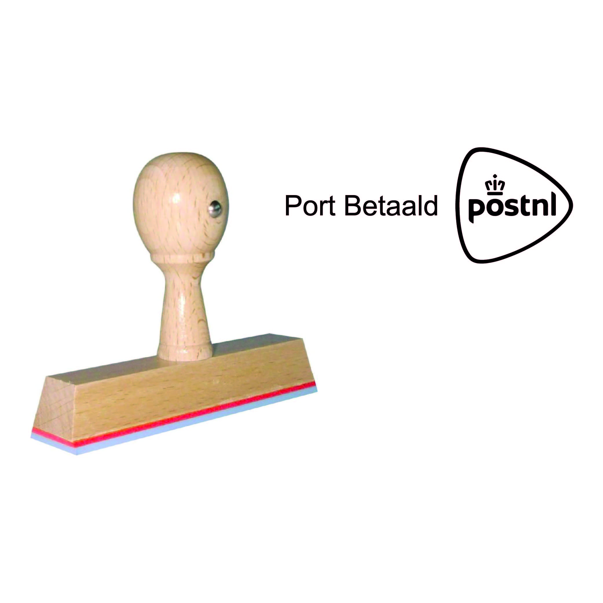 Post Betaald stempel met houten montuur