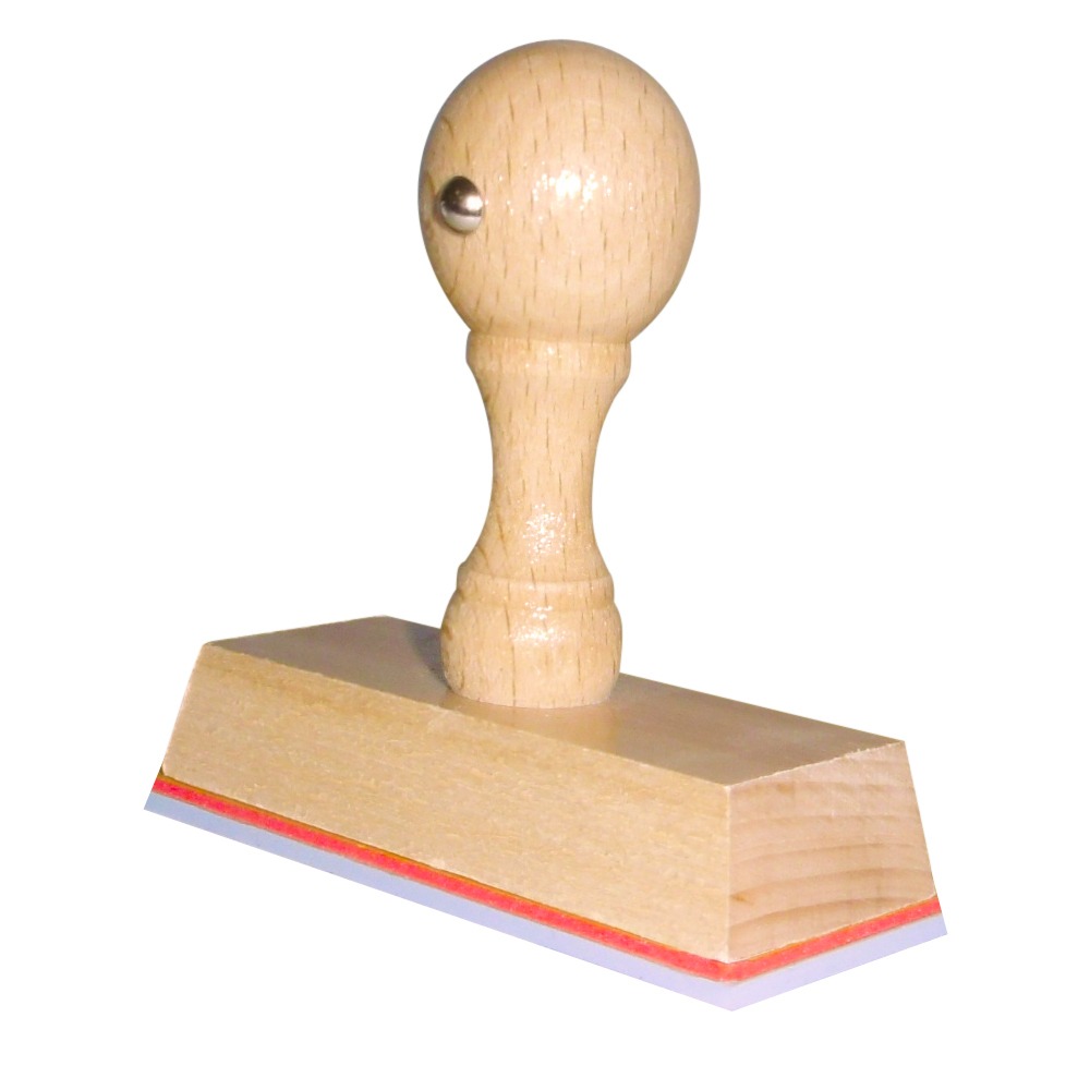 Houten handstempel 75x30 mm.